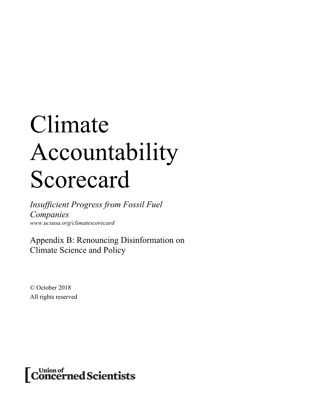 Climate Accountability Scorecard Insufficient Progress from Fossil Fuel Companies