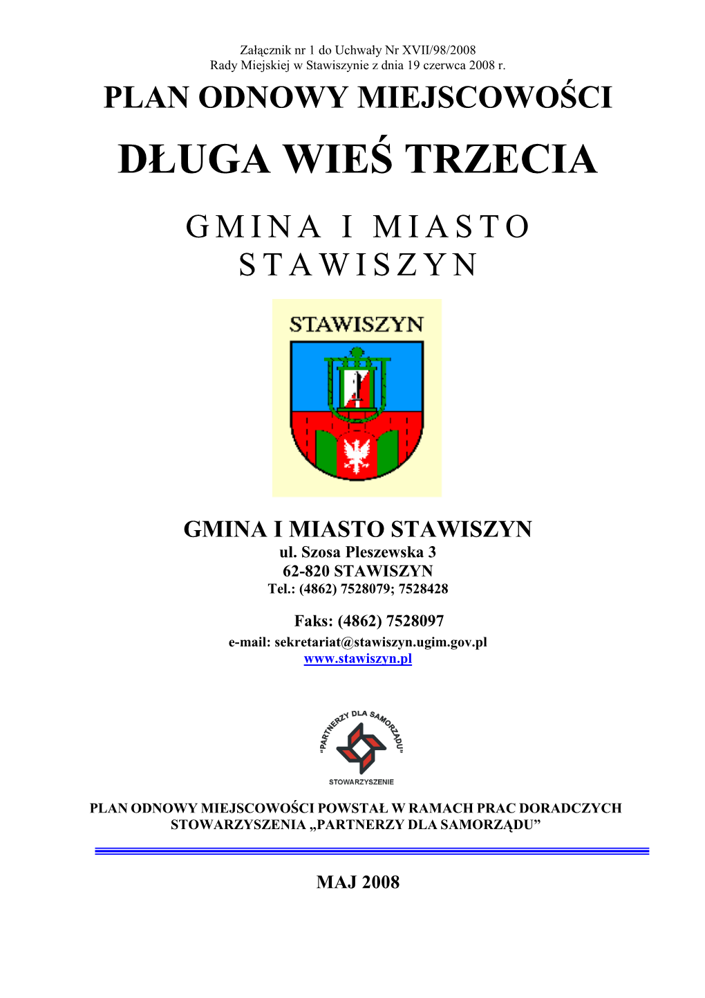 Plan Odnowy Miejscowości Długa Wieś Trzecia Gmina I Miasto Stawiszyn