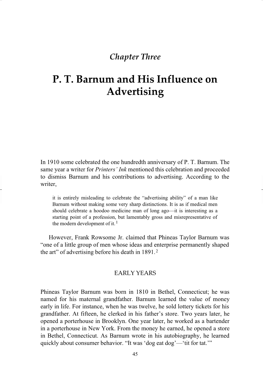 P. T. Barnum and His Influence on Advertising