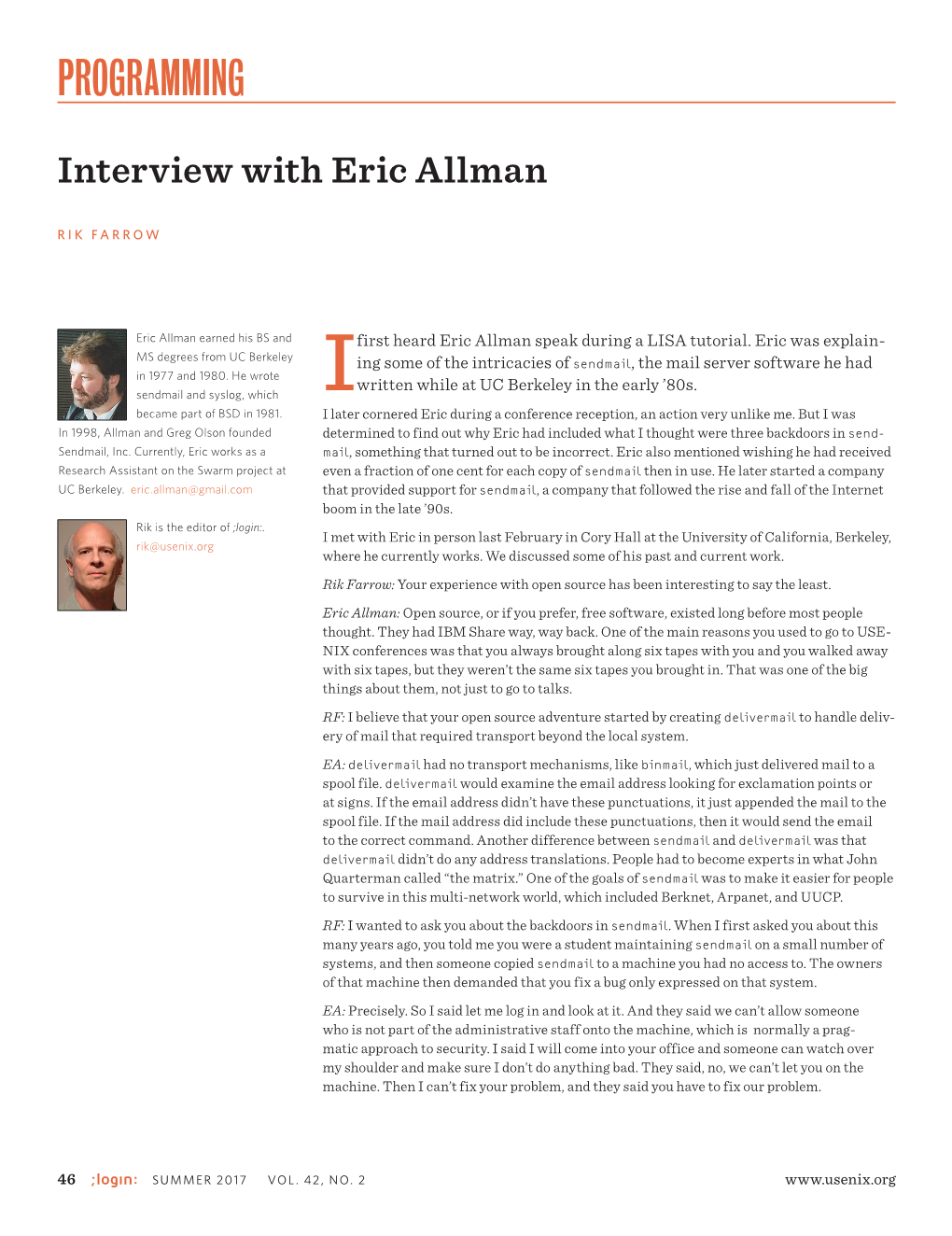 Interview with Eric Allman