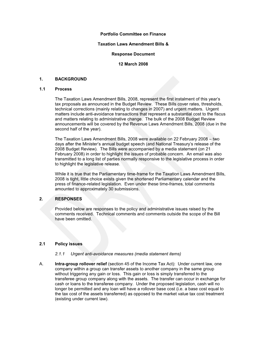 Taxation Laws Amendment Bills &