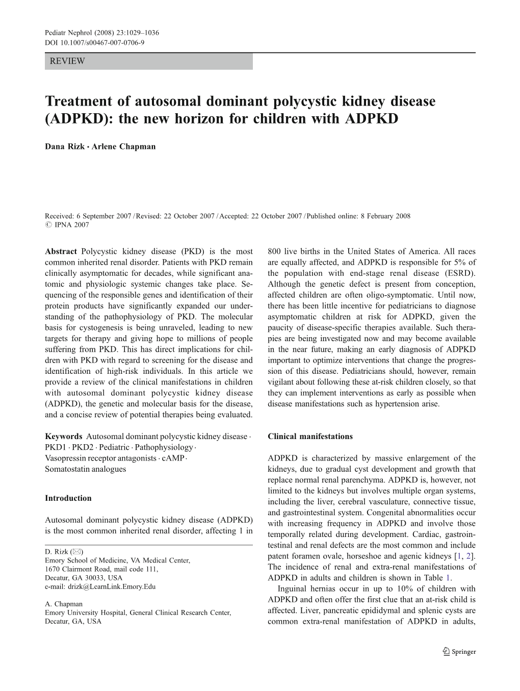 Treatment of Autosomal Dominant Polycystic Kidney Disease (ADPKD): the New Horizon for Children with ADPKD