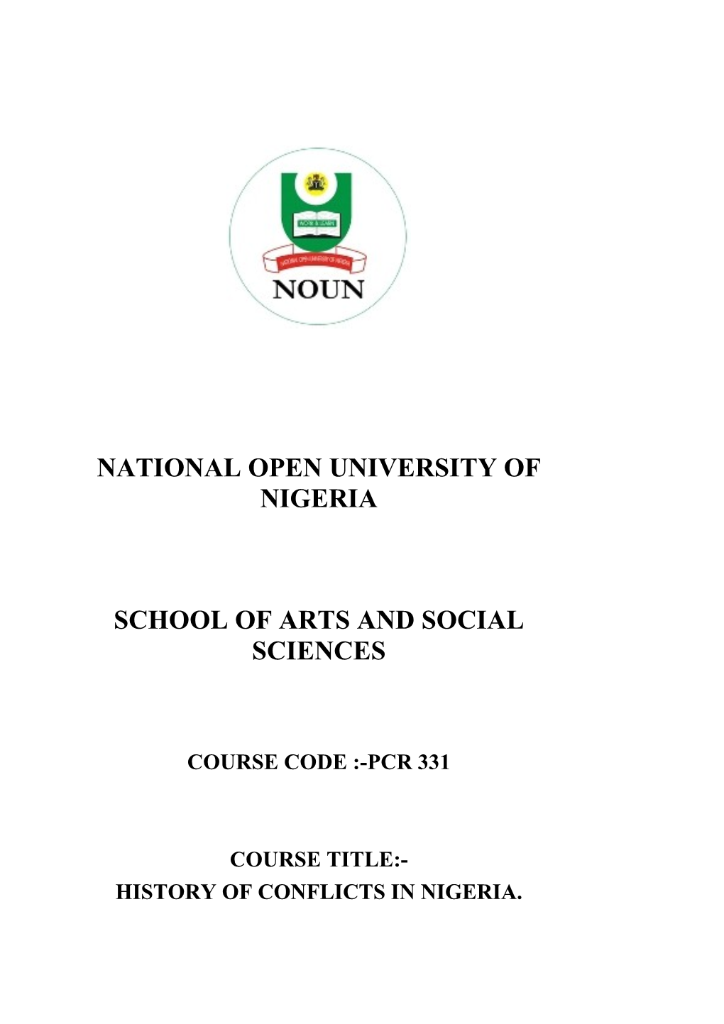 National Open University of Nigeria School of Arts and Social Sciences