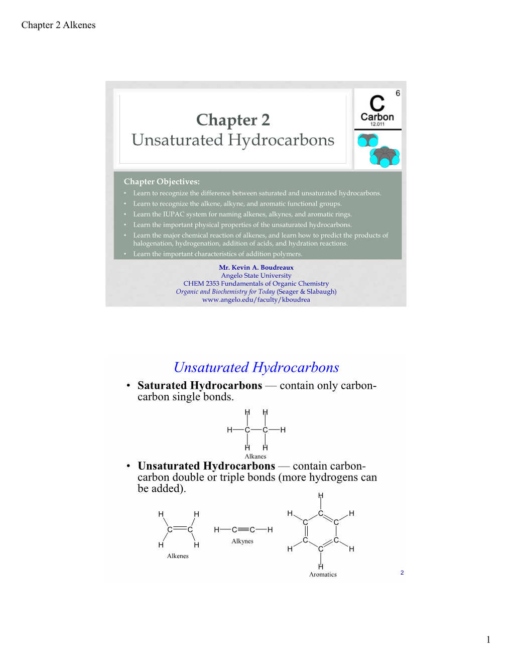 Chapter 2 Unsaturated Hydrocarbons