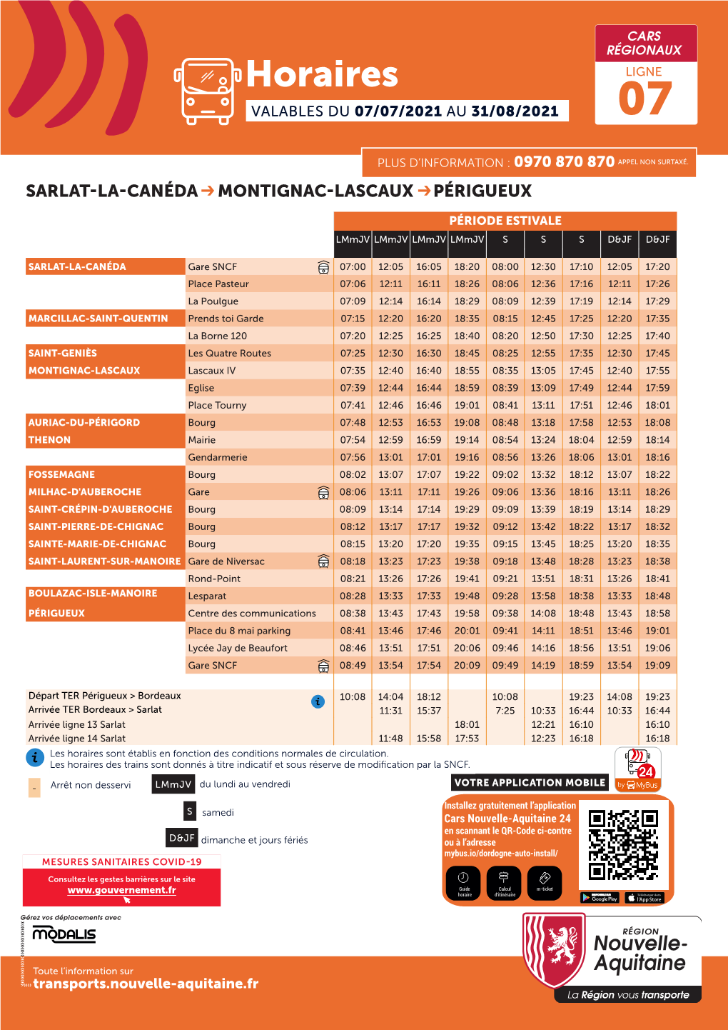 Horaires LIGNELIGNE VALABLES DU 07/07/2021 AU 31/08/2021 0716