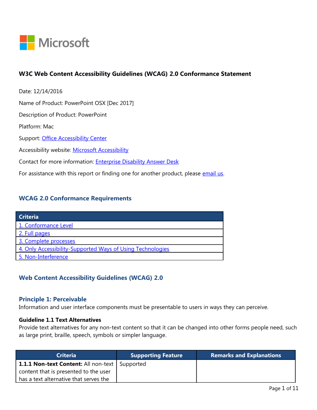 W3C Web Content Accessibility Guidelines (WCAG) 2.0 Conformance Statement s6