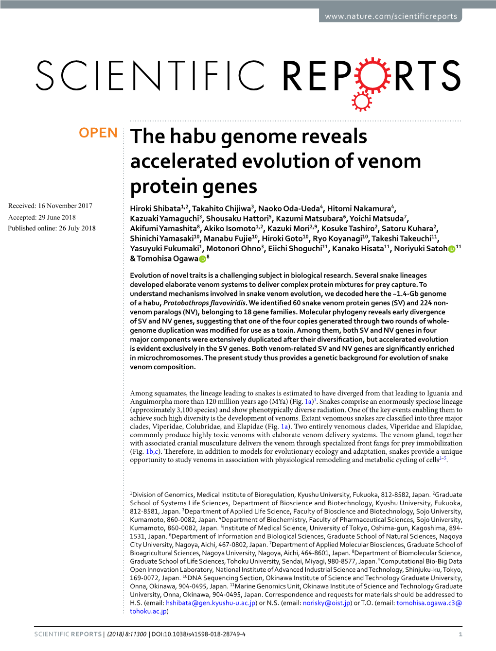 The Habu Genome Reveals Accelerated Evolution of Venom