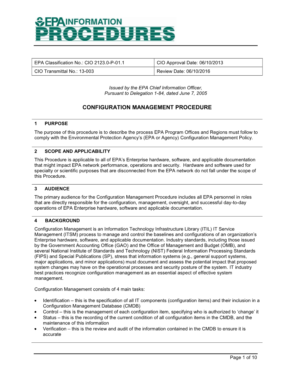 Configuration Management Procedure