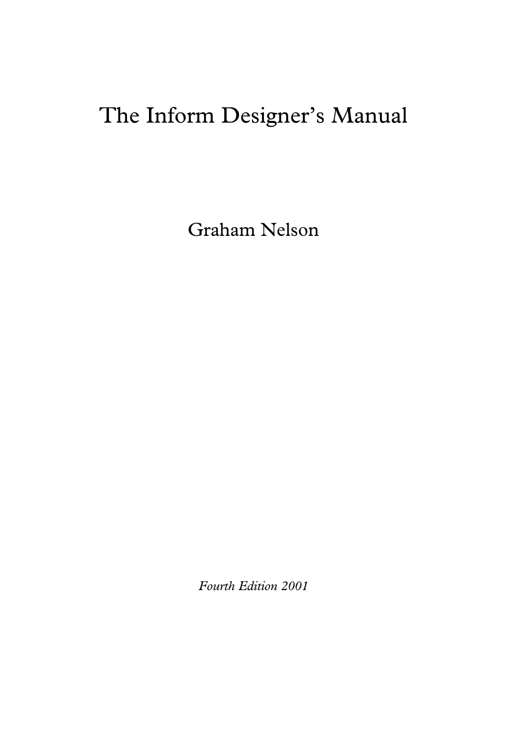 The Inform Designer's Manual