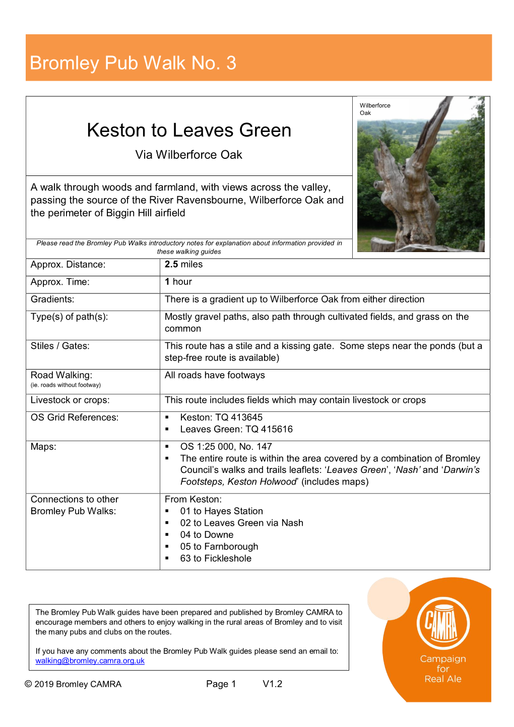 Keston to Leaves Green Via Wilberforce Oak