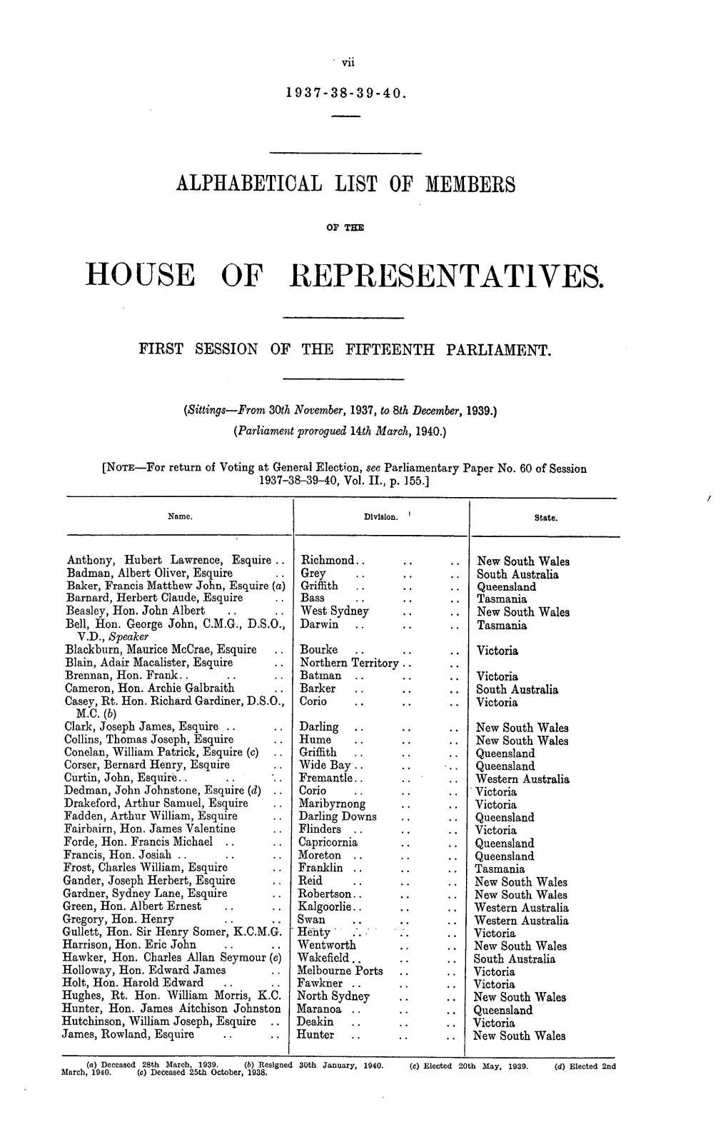 House of Representatives