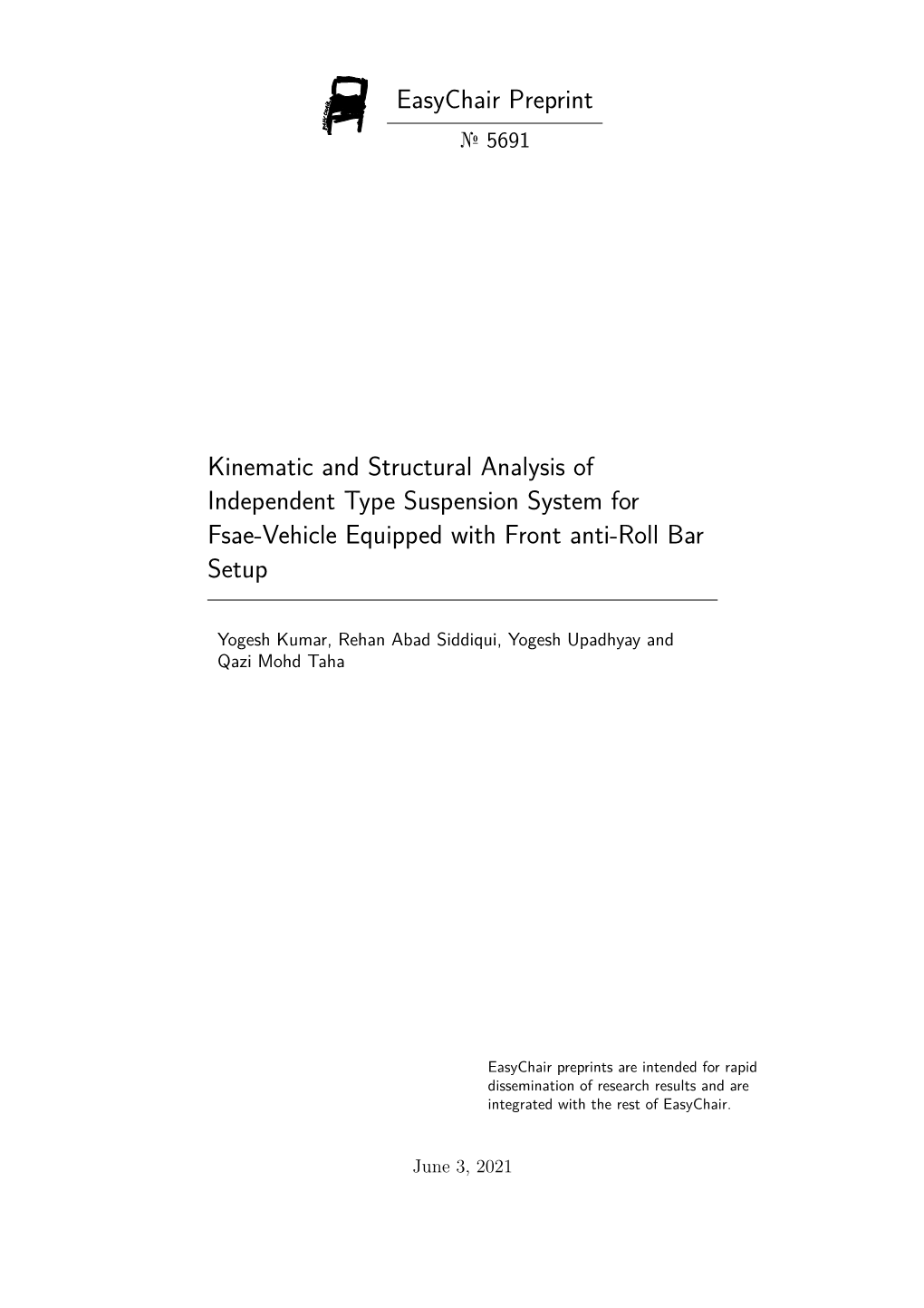 Kinematic and Structural Analysis of Independent Type Suspension System for Fsae-Vehicle Equipped with Front Anti-Roll Bar Setup