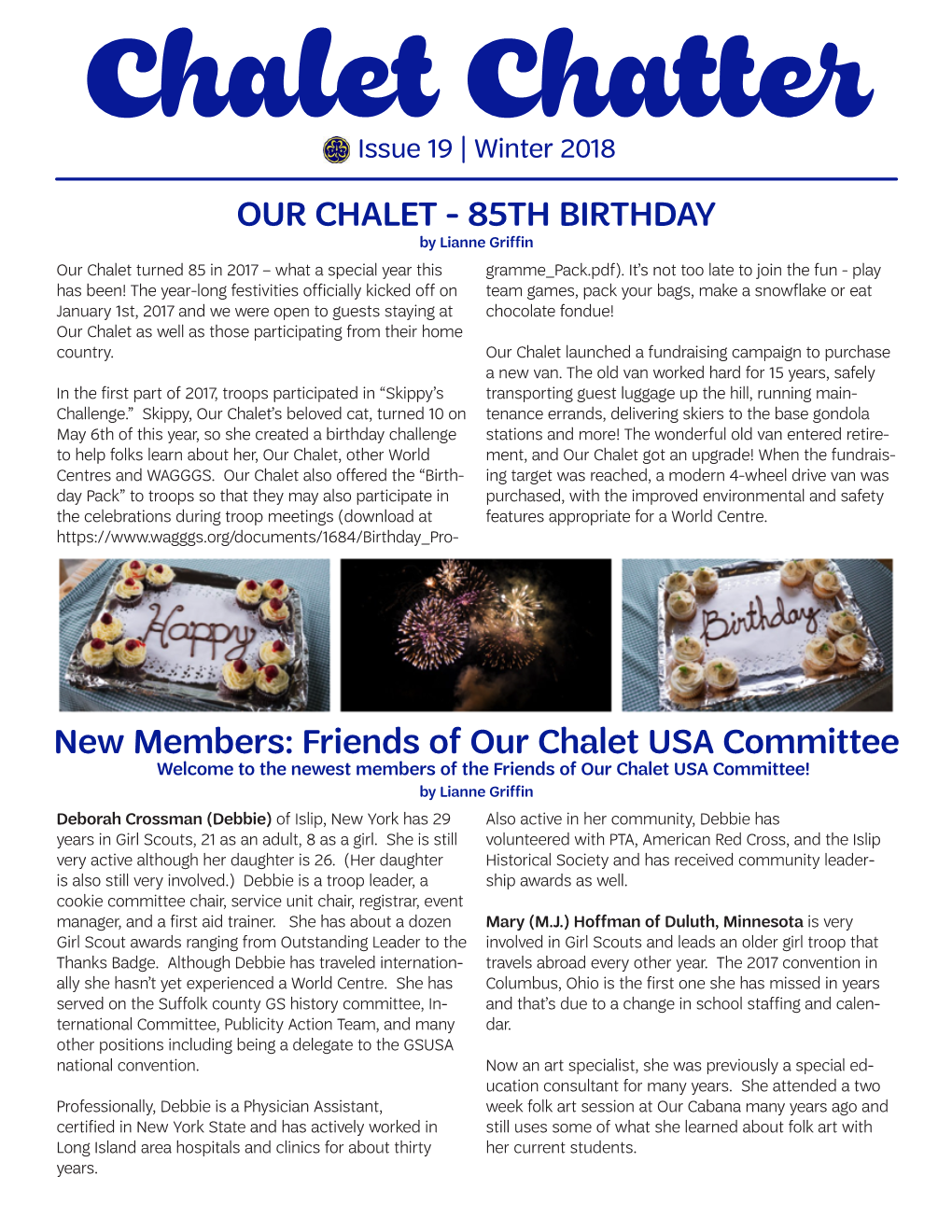 OUR CHALET - 85TH BIRTHDAY by Lianne Griffin Our Chalet Turned 85 in 2017 – What a Special Year This Gramme Pack.Pdf)