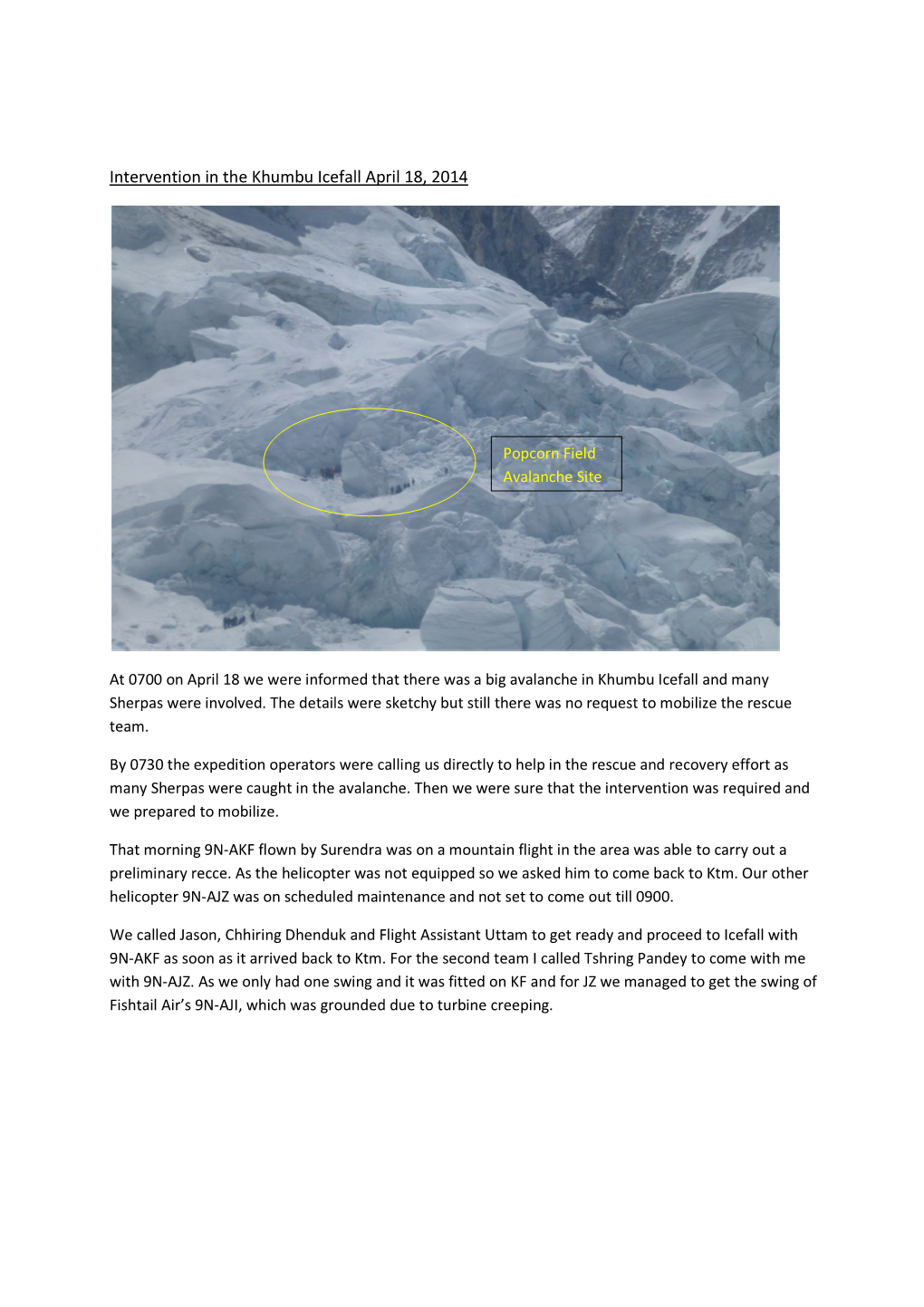 Intervention in the Khumbu Icefall April 18, 2014