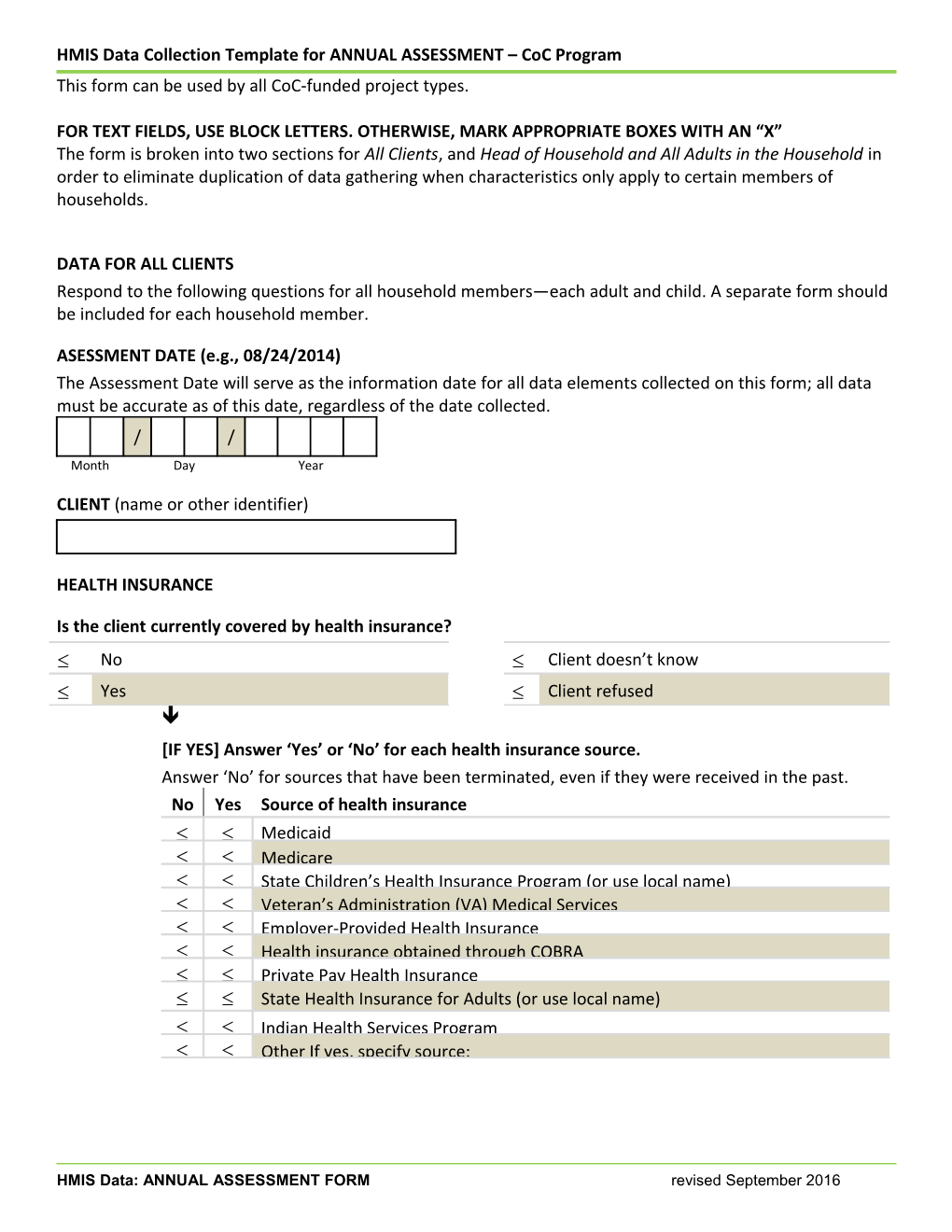 Coc HMIS Data Collection