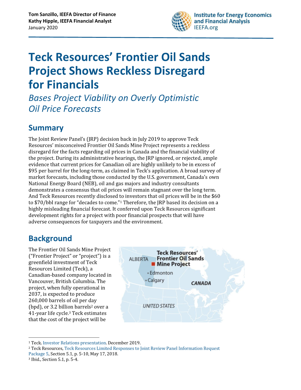 Teck Resources' Frontier Oil Sands Project Shows Reckless Disregard for Financials