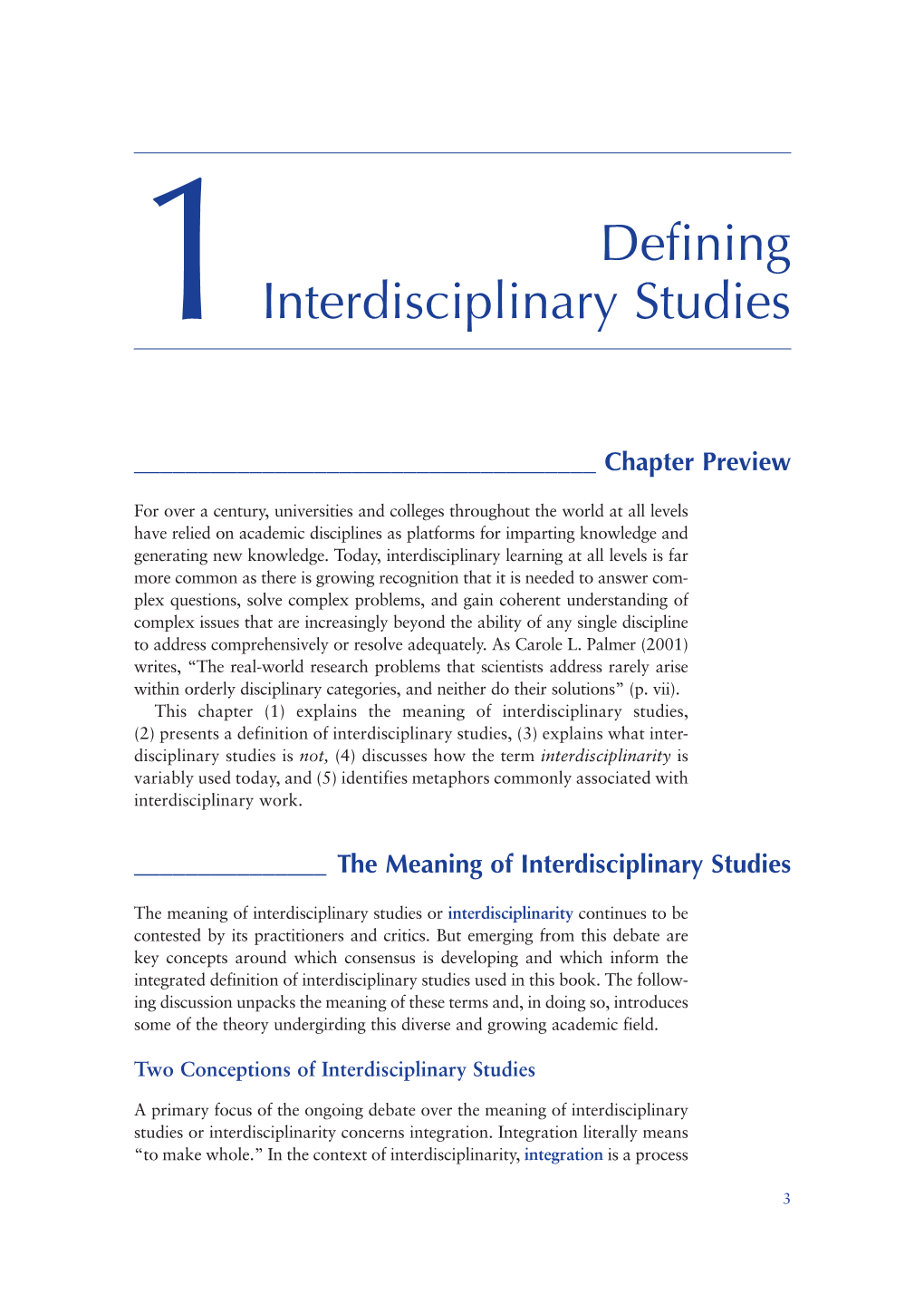 Defining Interdisciplinary Studies 5