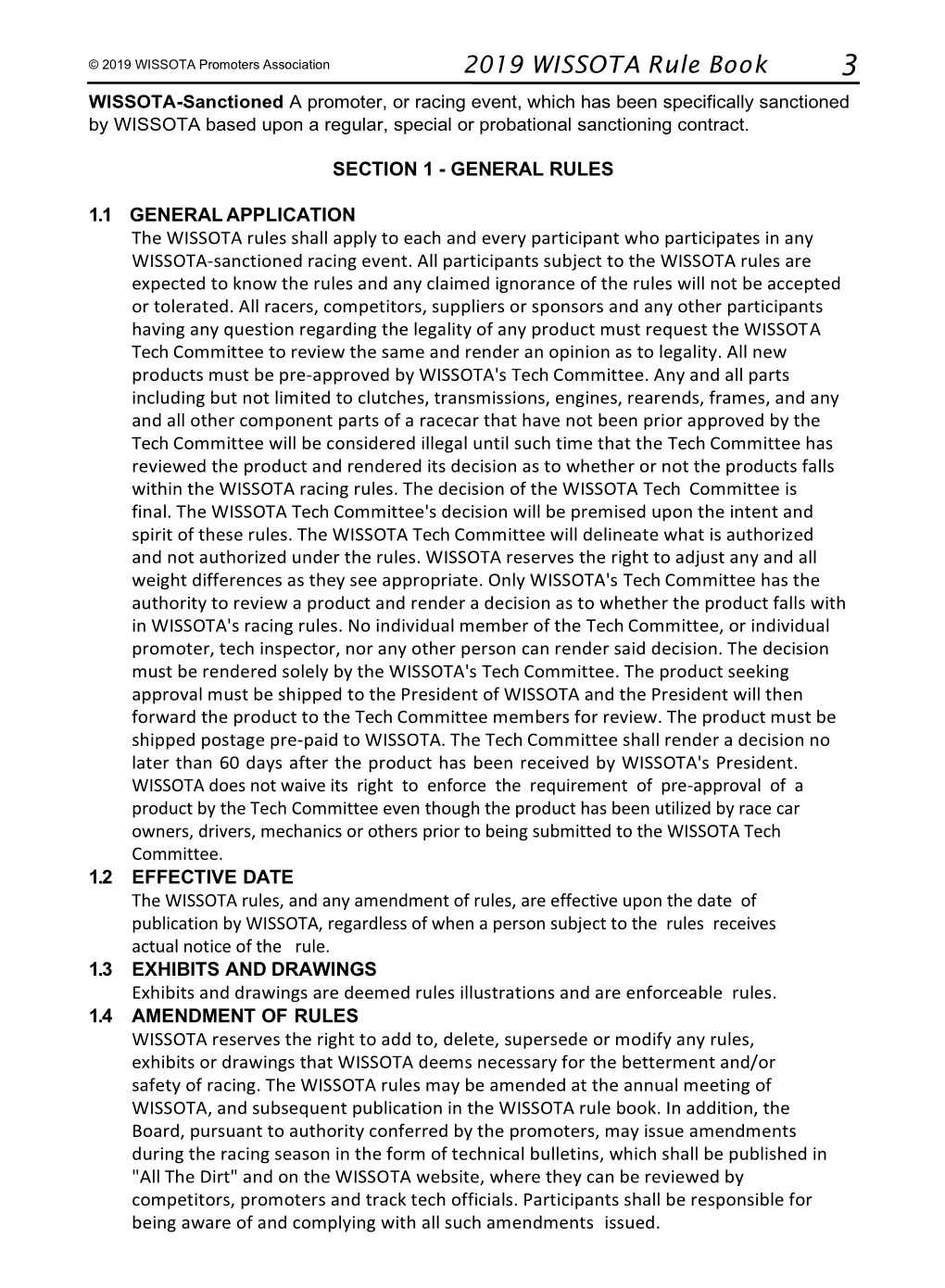 2019 WISSOTA Rule Book 3