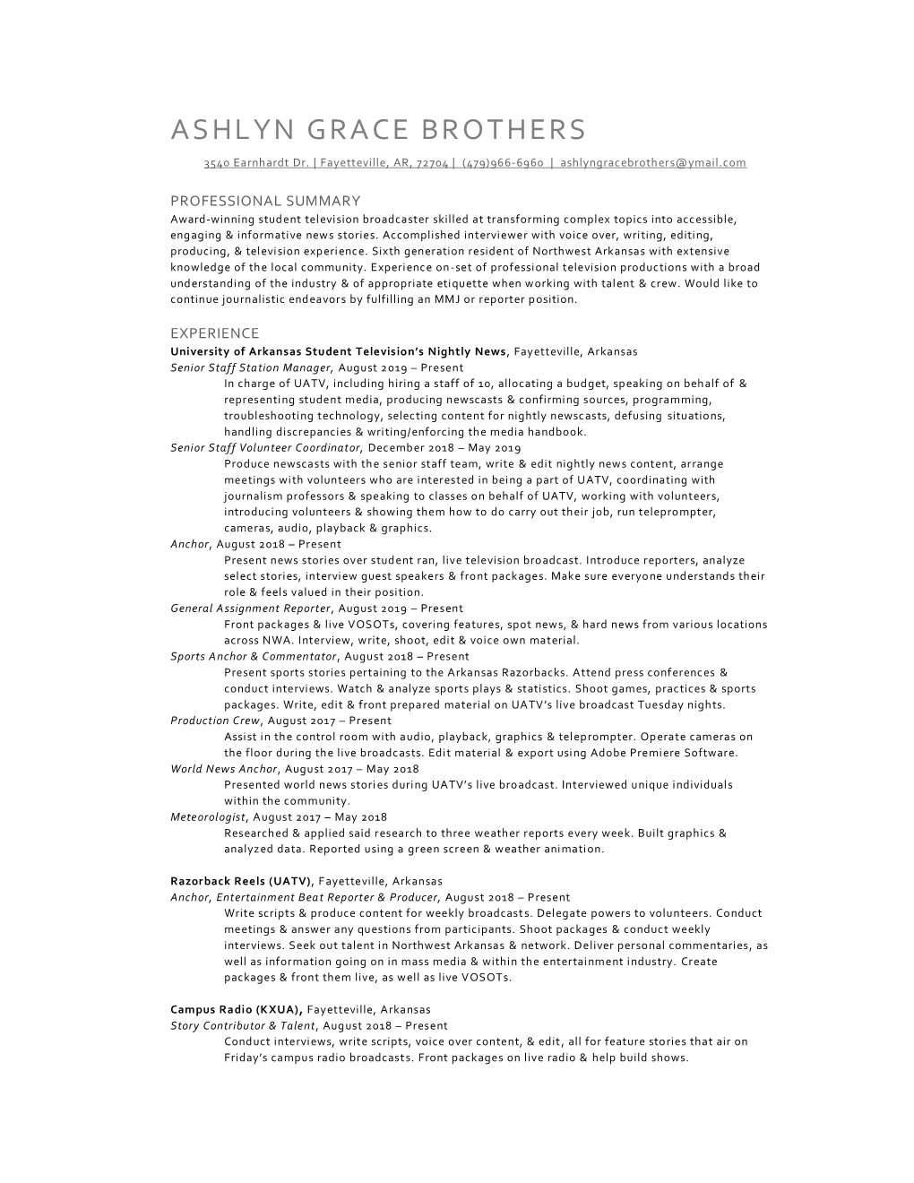 Chronological Resume