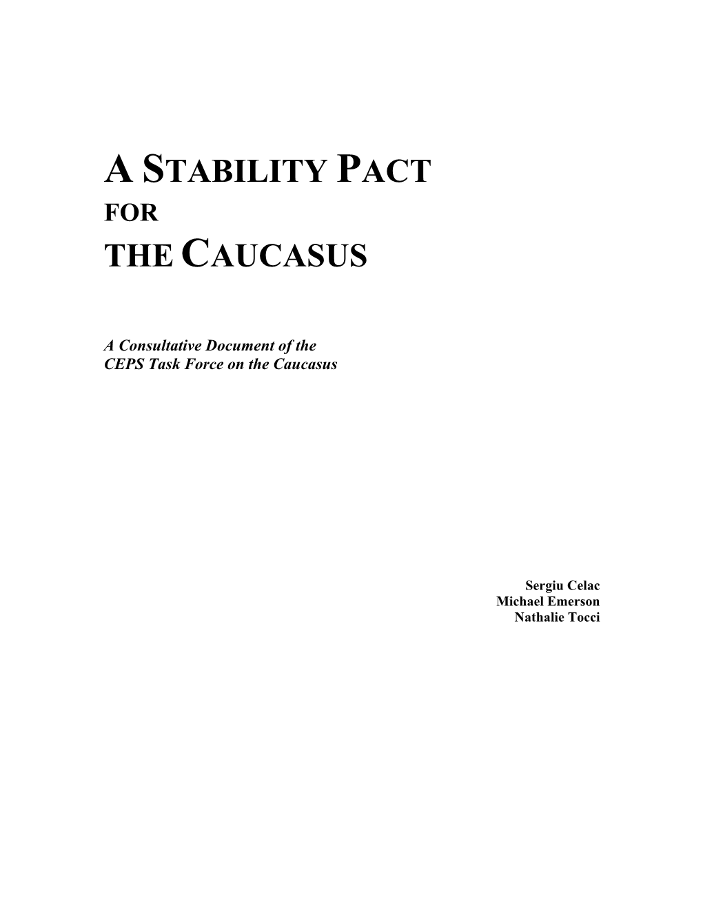 A Stability Pact the Caucasus