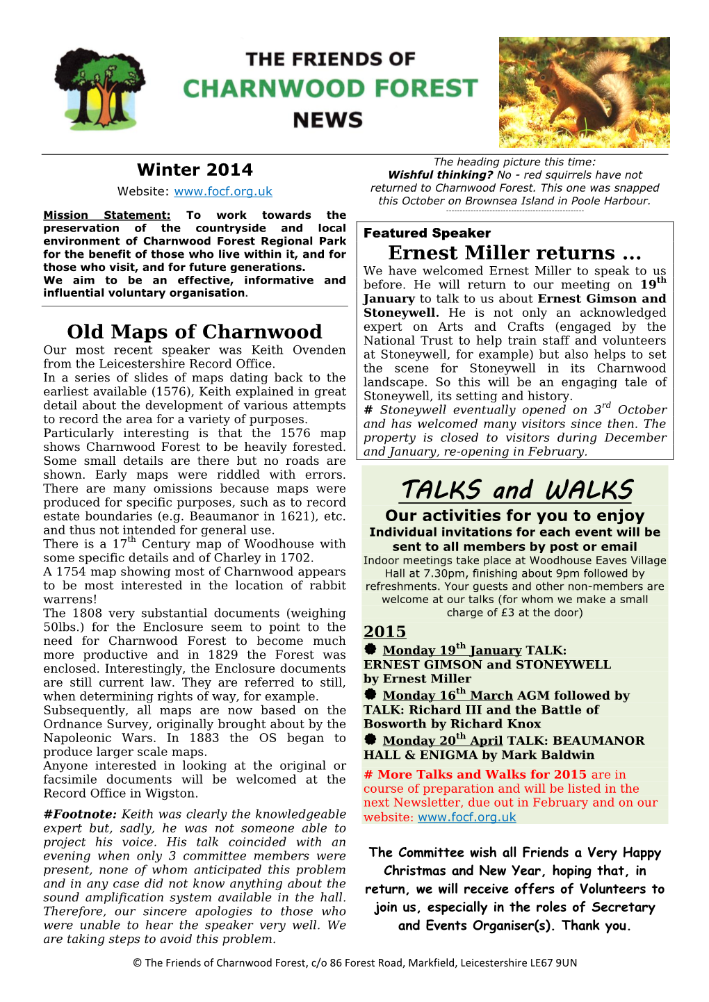 November 2014 Newsletter