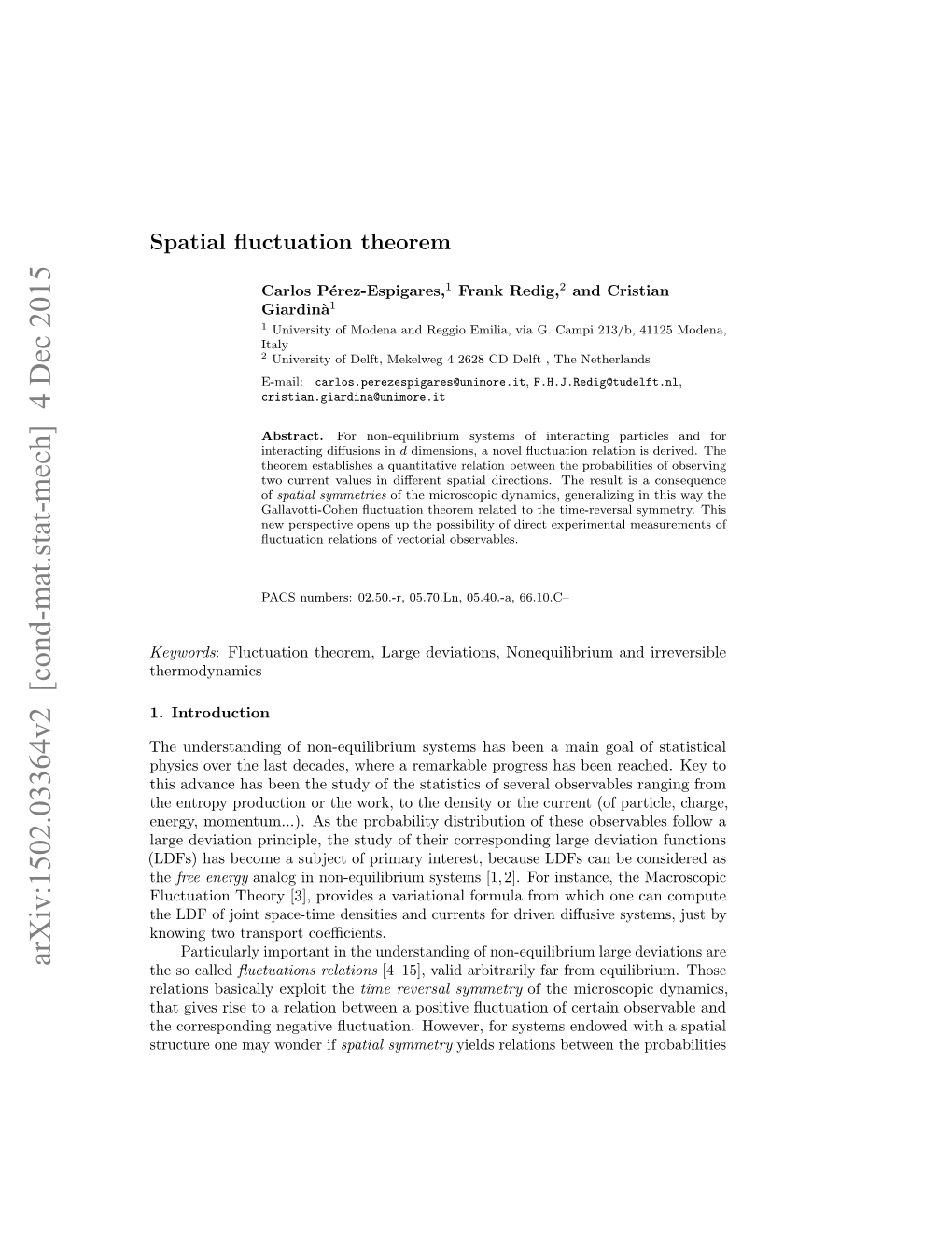 Spatial Fluctuation Theorem