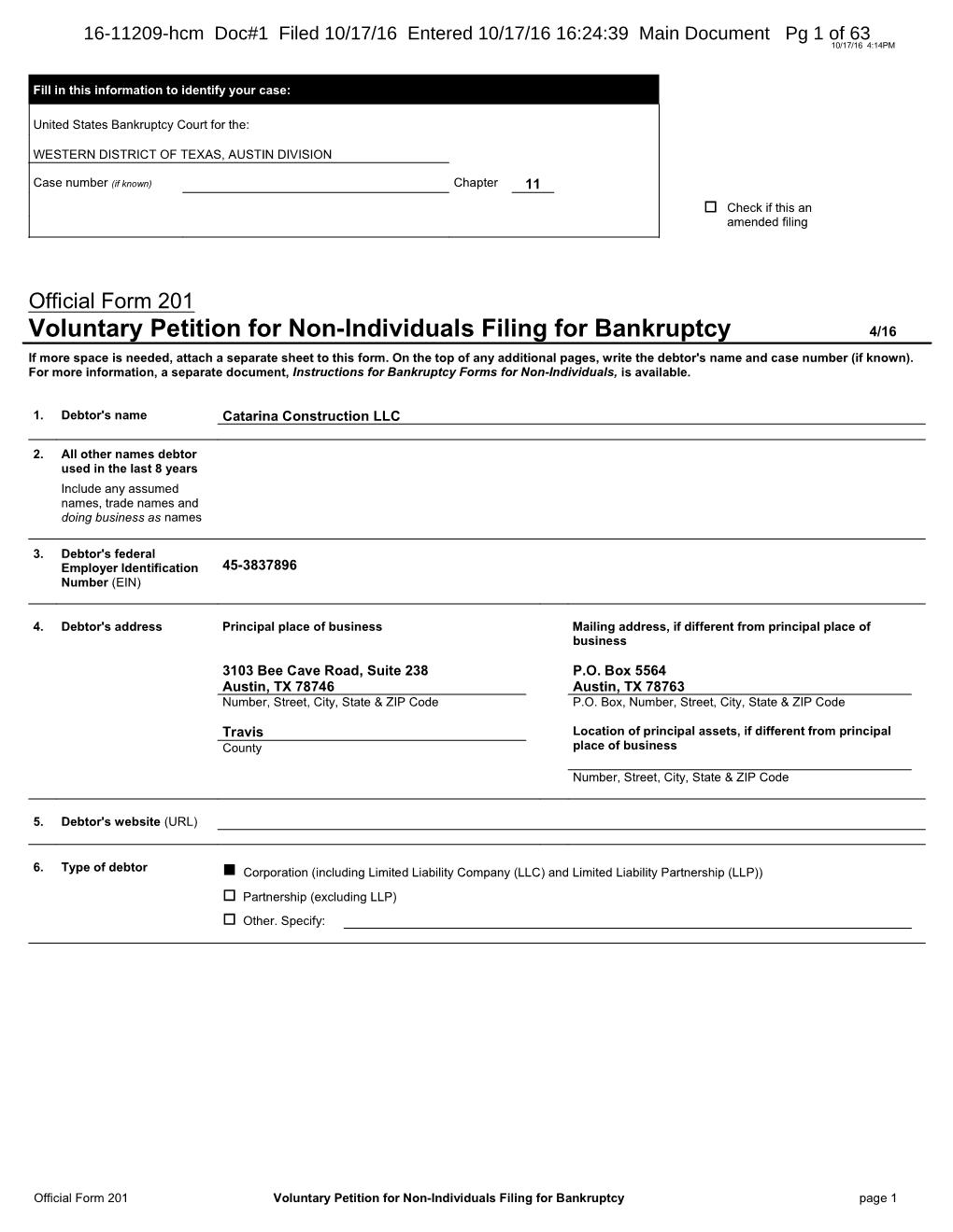 Bankruptcy Forms for Non-Individuals, Is Available