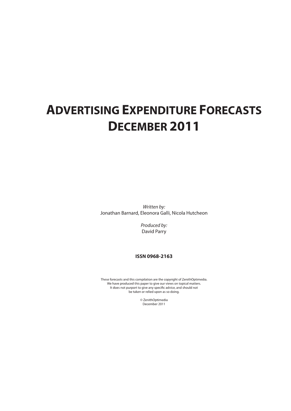 Advertising Expenditure Forecasts December 2011