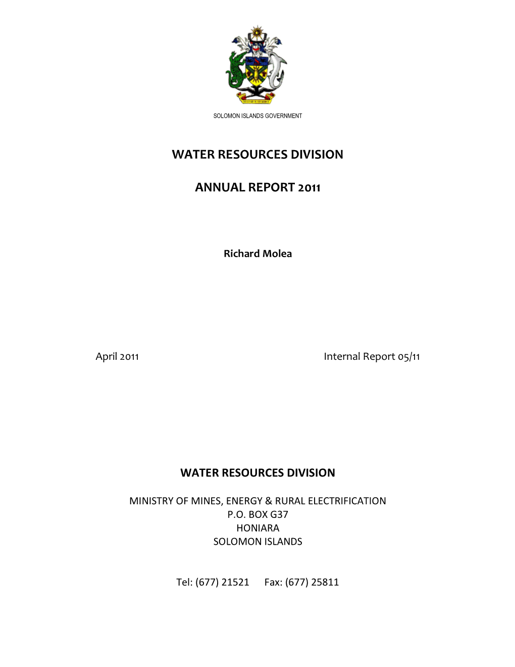 Water Resources Division Annual Report 2011