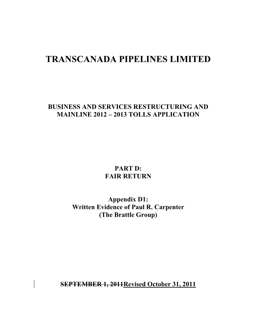 Transcanada Pipelines Limited