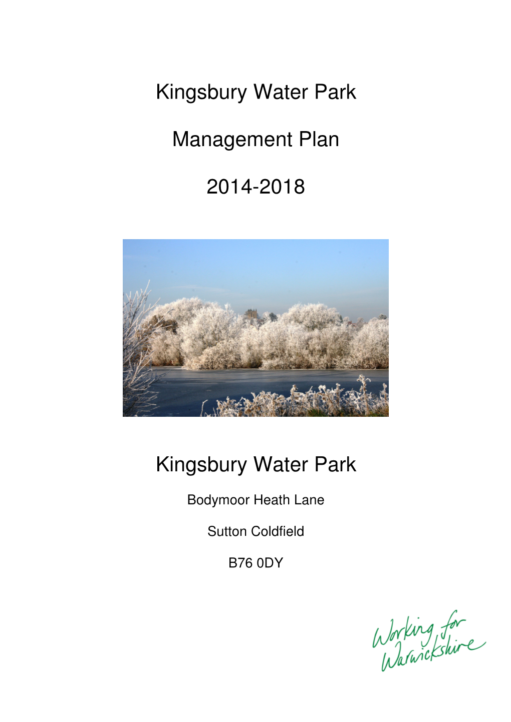 Kingsbury Water Park Management Plan