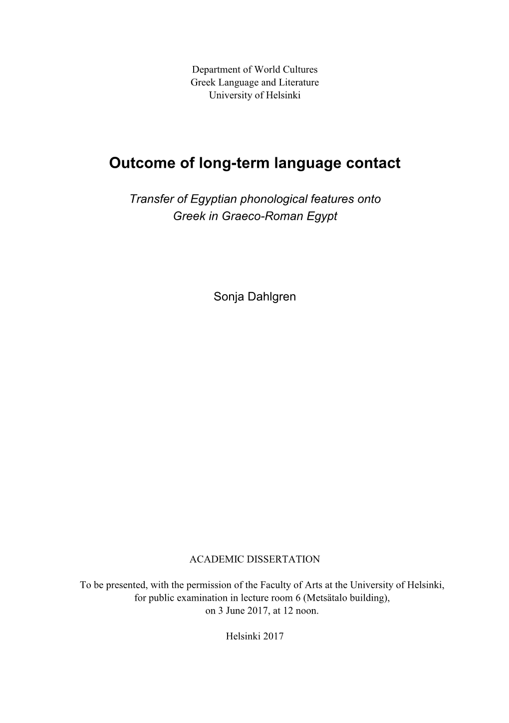 Transfer of Egyptian Phonological Features Onto Greek in Graeco-Roman Egypt