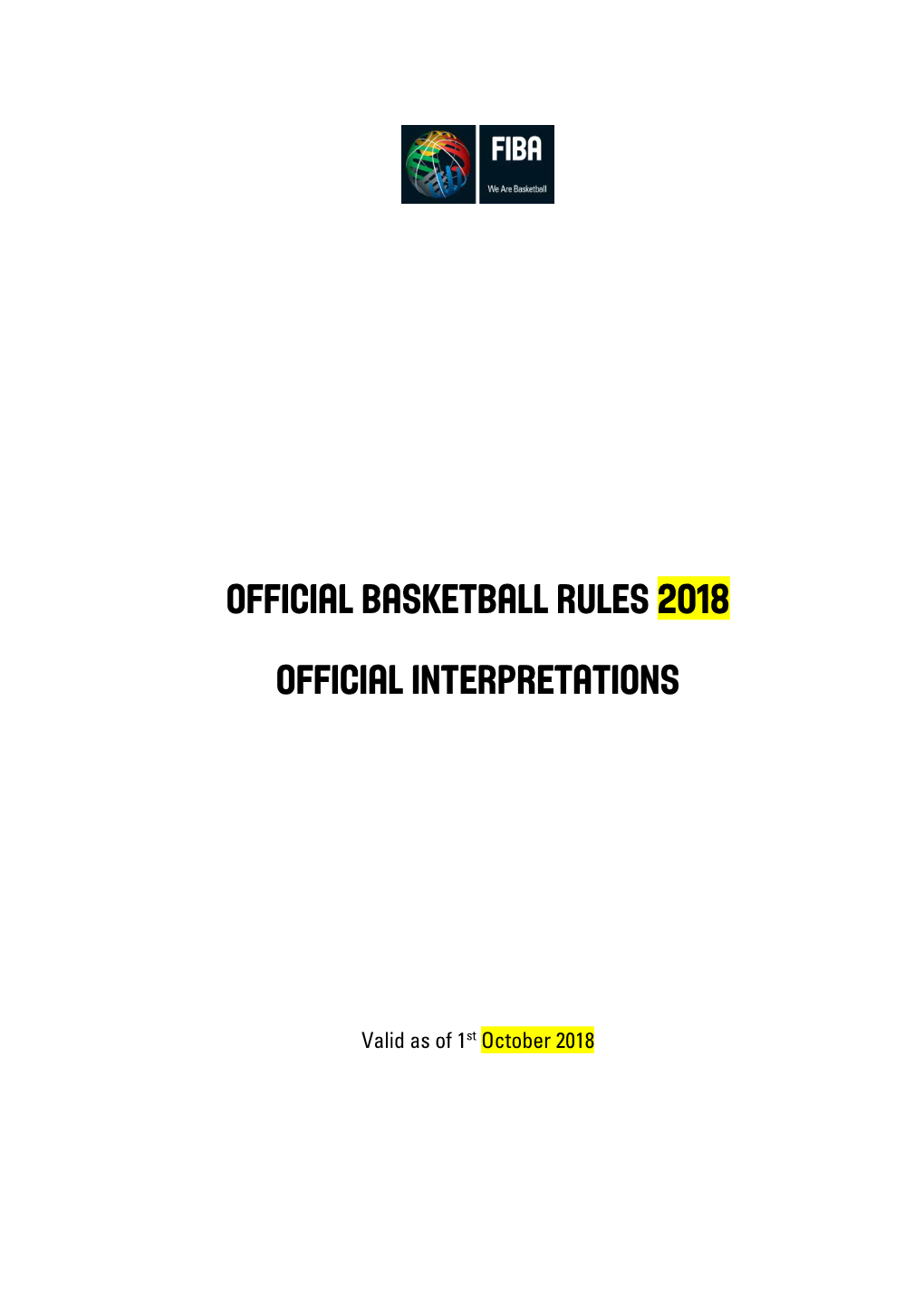 2018 FIBA Offical Basketball Rules Interpretations