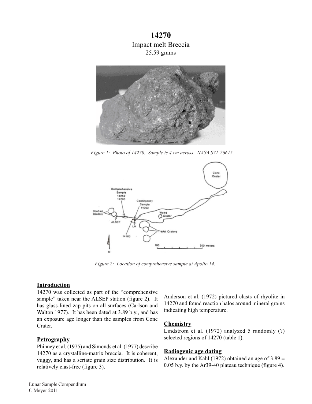 Lunar Sample Compendium, 14270.Pdf