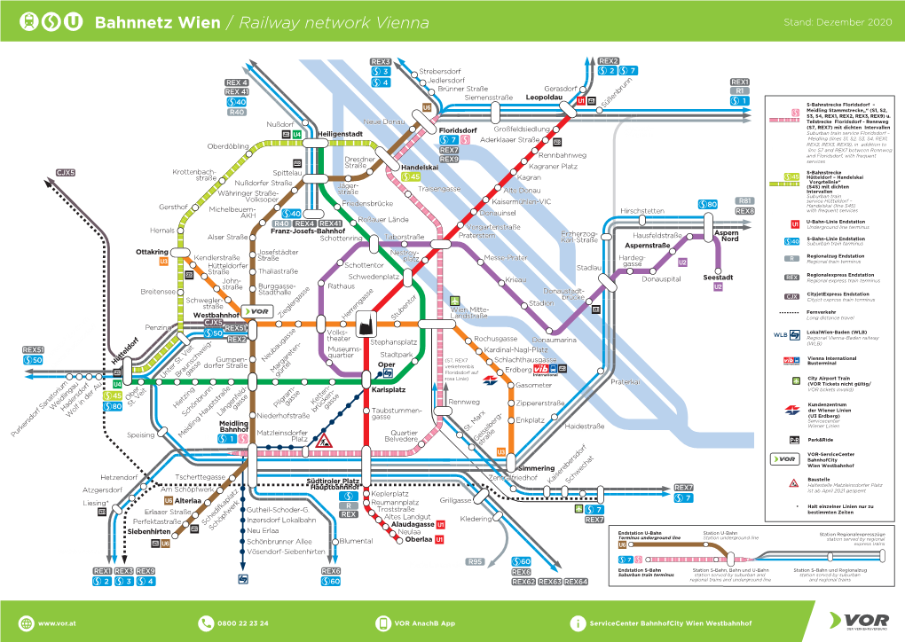 Bahnnetz Wien / Railway Network Vienna Stand: Dezember 2020