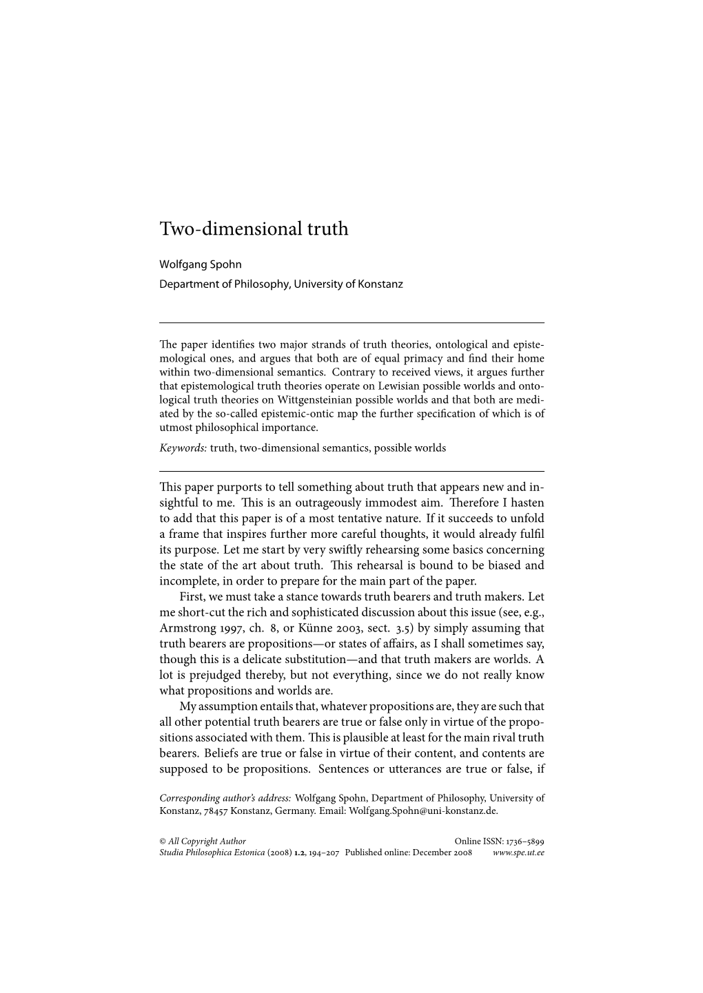 Two-Dimensional Truth