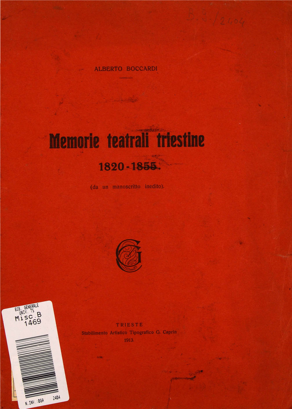 Memorie Teatrali Triestine 1820-1855