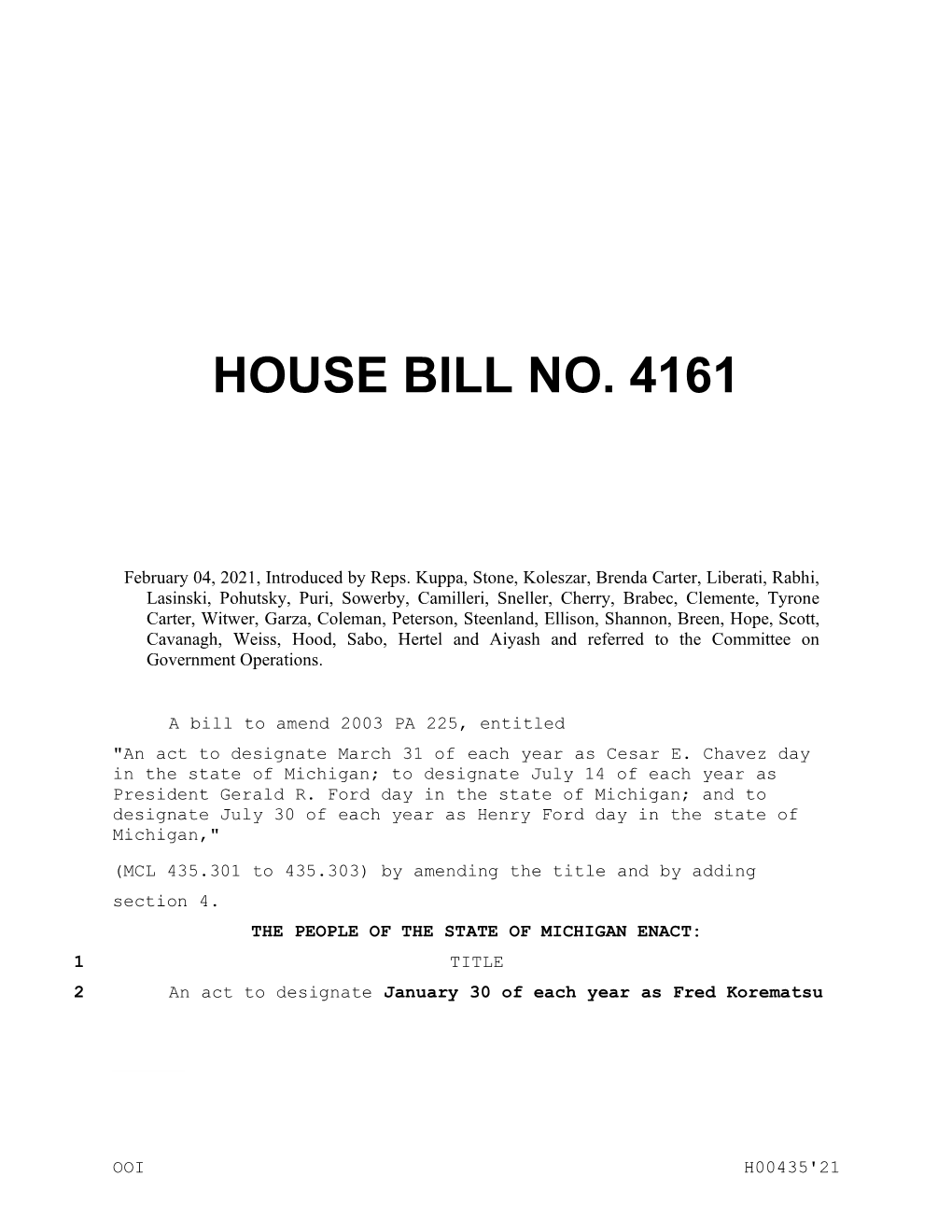 House Bill No. 4161