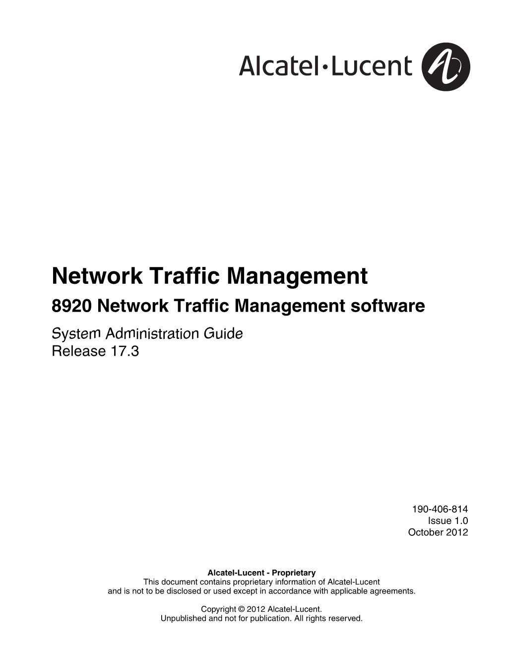 8920 Network Traffic Management Software System Administration Guide Release 17.3