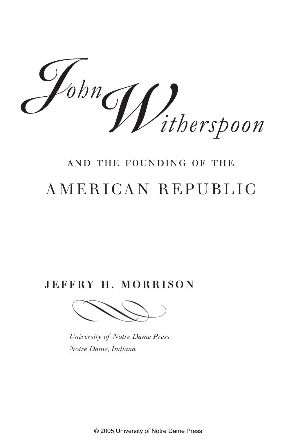 John Witherspoon      AMERICAN REPUBLIC