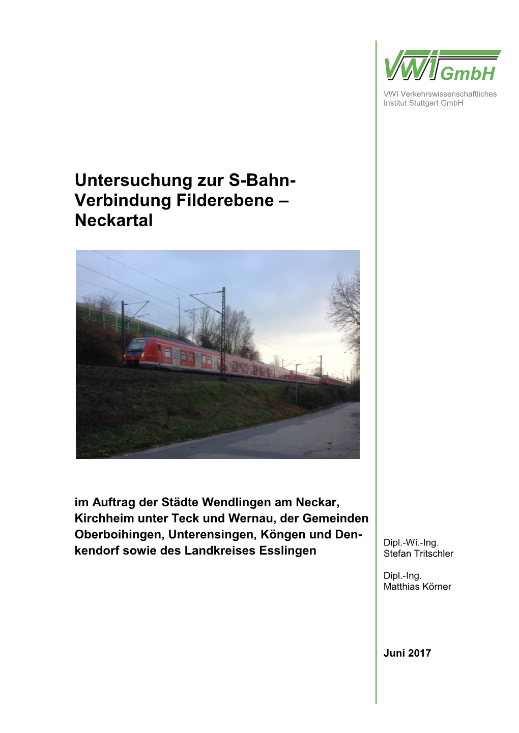 Untersuchung Zur S-Bahn- Verbindung Filderebene – Neckartal