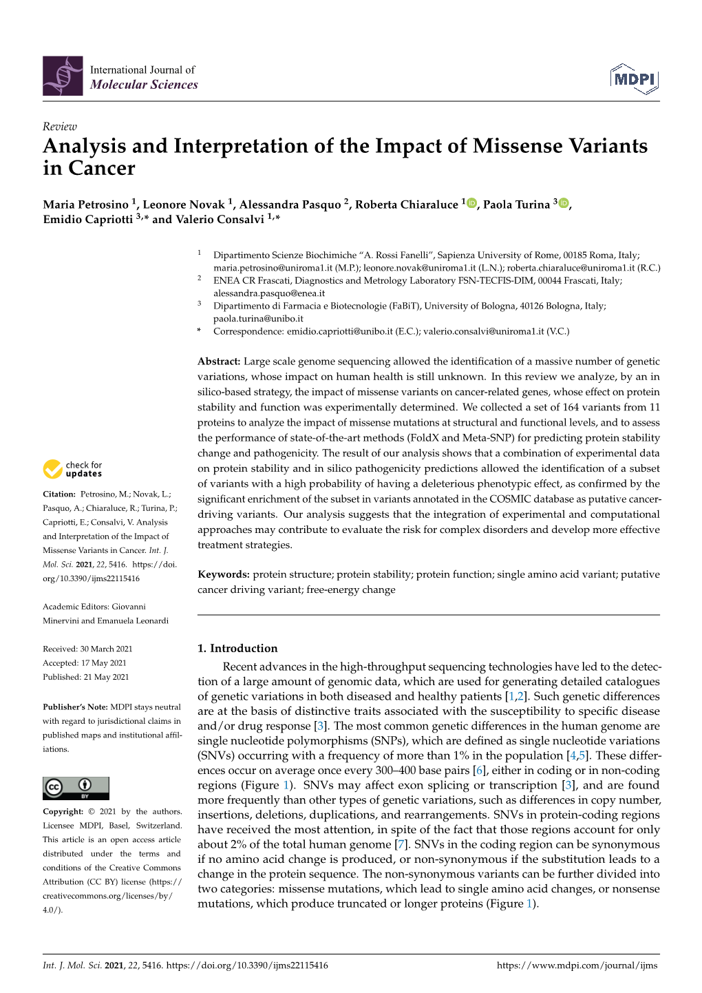 Analysis and Interpretation of the Impact of Missense Variants in Cancer