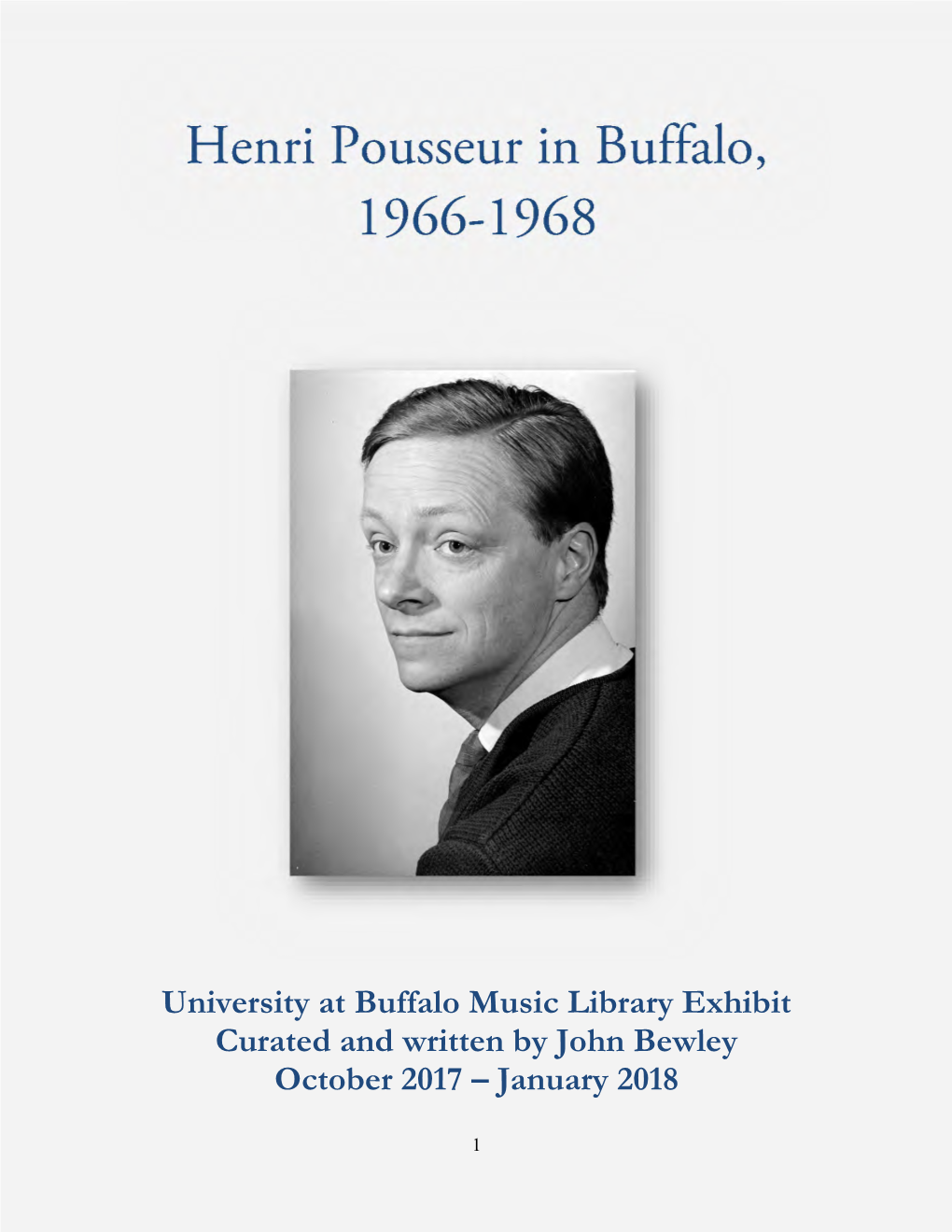 Henri Pousseur in Buffalo 1966 to 1968