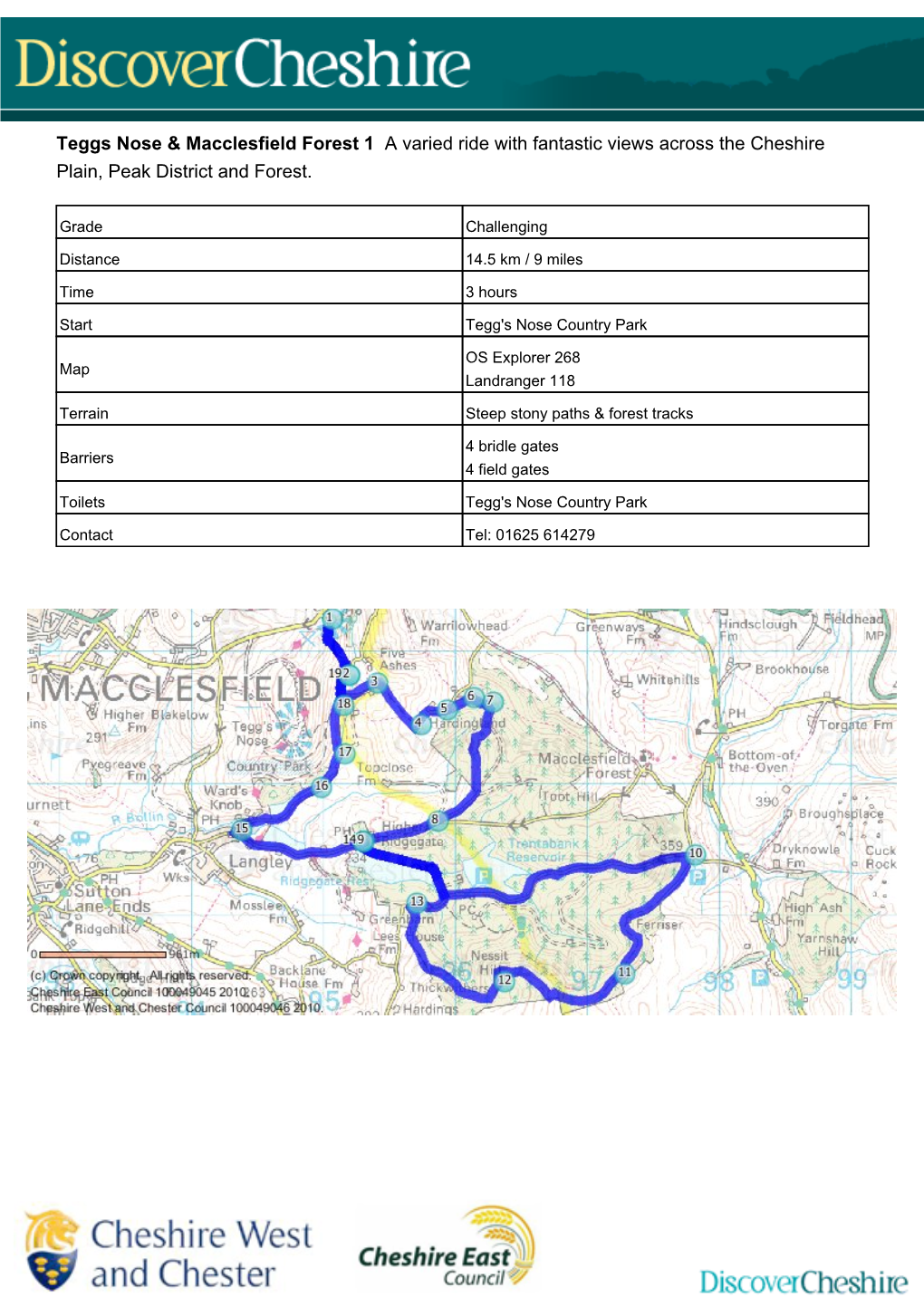 Teggs Nose and Macclesfield Forest 1 Route