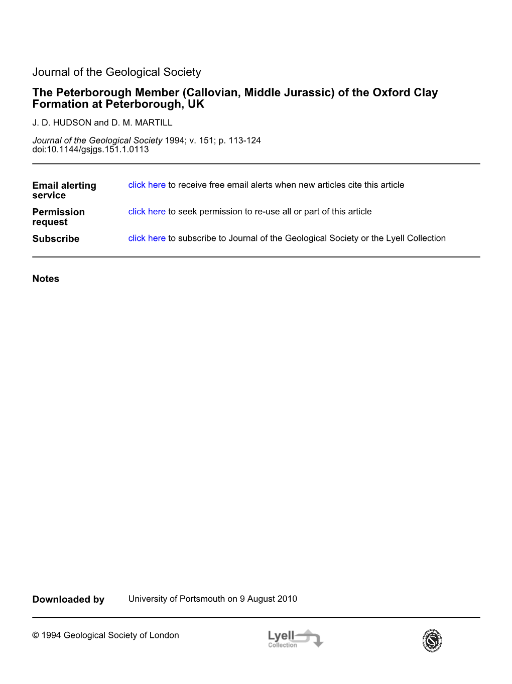 Of the Oxford Clay Journal of the Geological