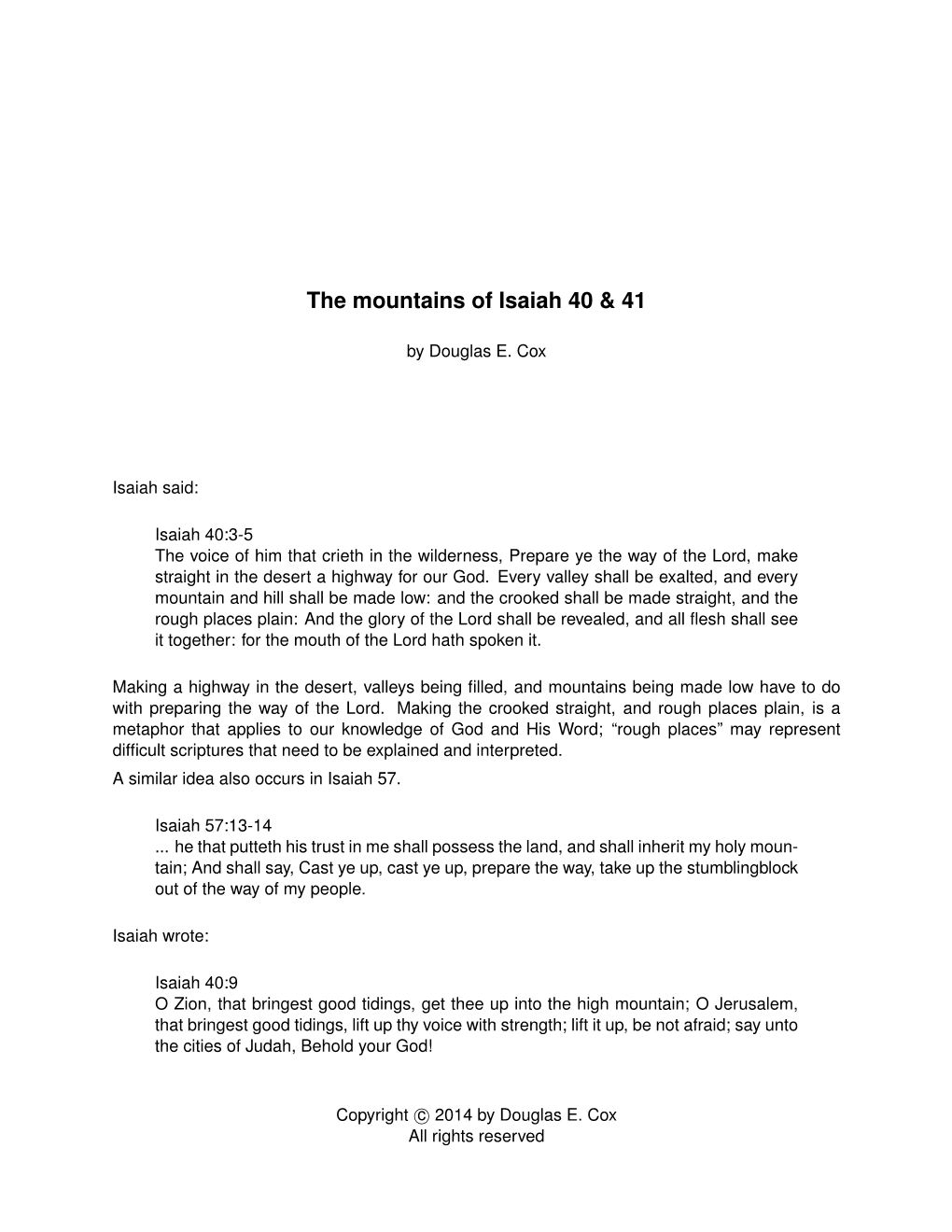 The Mountains of Isaiah 40 & 41