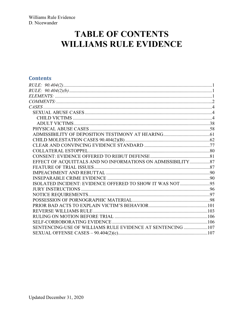 Williams Rule Evidence D