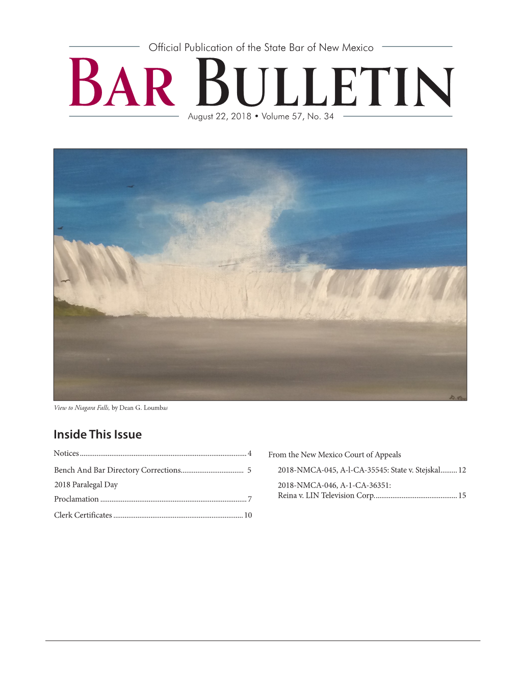 Bar Bulletin - August 22, 2018 - Volume 57, No