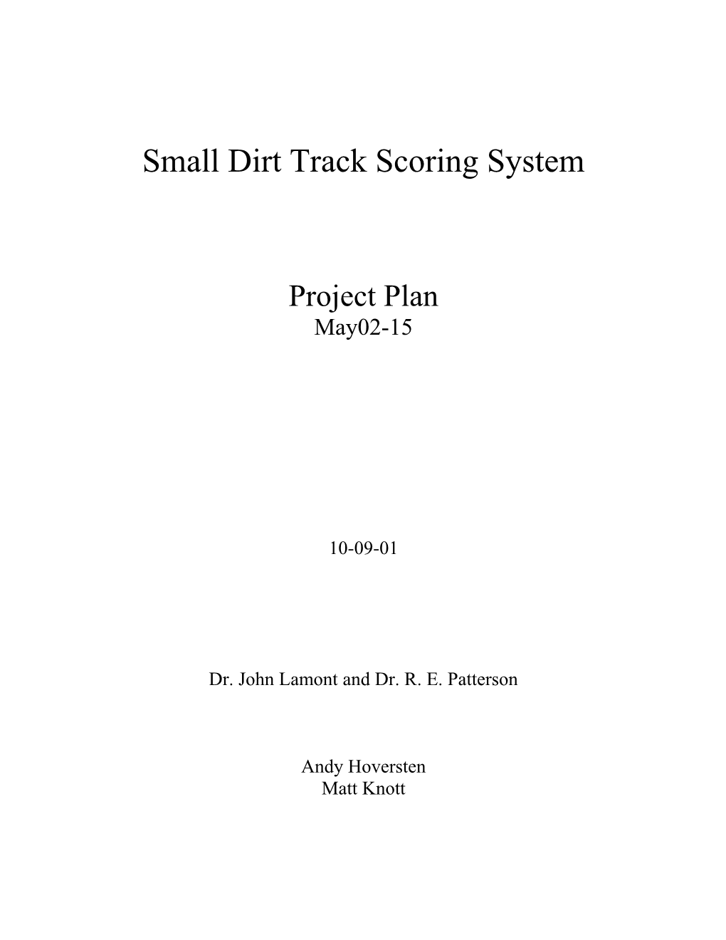 Small Dirt Track Scoring System