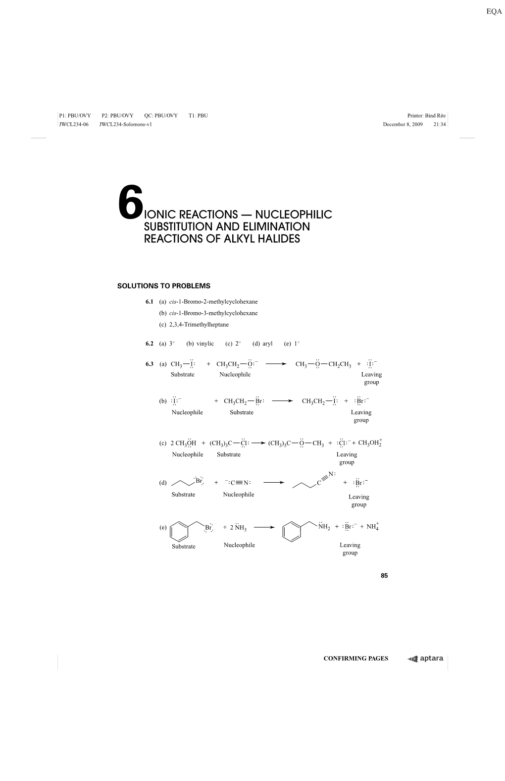 6Ionic Reactions — Nucleophilic Substitution and Elimination Reactions of Alkyl Halides